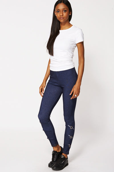 Blue Jeggings with Chain Detail