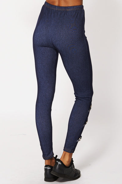 Blue Jeggings with Chain Detail