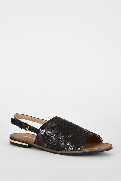 Snake Skin Patterned Sling Back Sandals