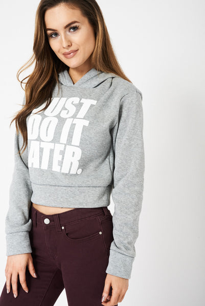 Grey Hooded Crop Top