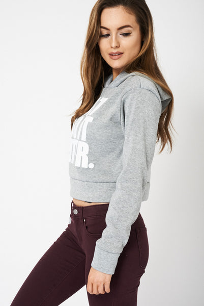 Grey Hooded Crop Top