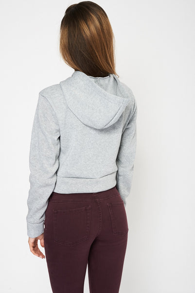 Grey Hooded Crop Top