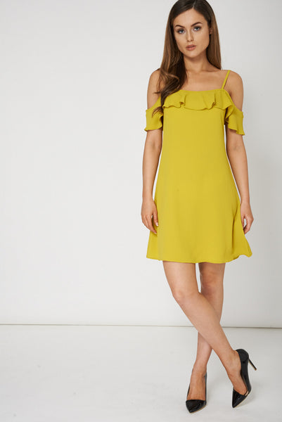 Yellow Spaghetti Strap Dress Ex-Branded Available in Plus Sizes