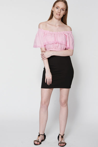 Pink Off The Shoulder Bardot Crop Top
