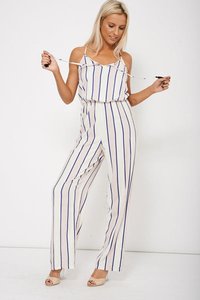 Pom Pom Detail Stripe Jumpsuit Ex-Branded