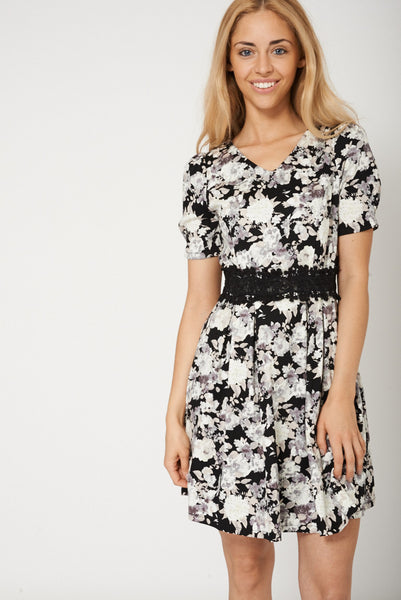 Voguish Floral Midi Style Dress