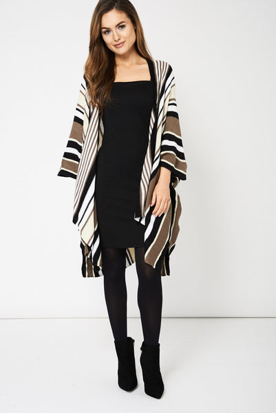 Mocha Striped Open Cardigan