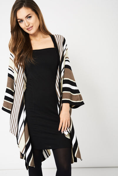 Mocha Striped Open Cardigan