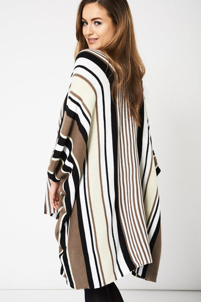 Mocha Striped Open Cardigan