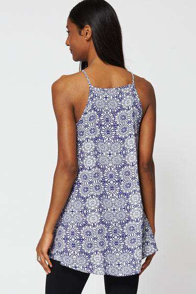 Blue Paisley Print Strappy Long Top Ex-Branded