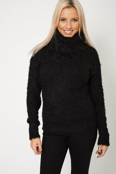 Cowl Neck Fluffy Jumper Ex-Branded