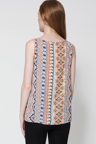 V Neck Aztec Print Top Ex-Branded