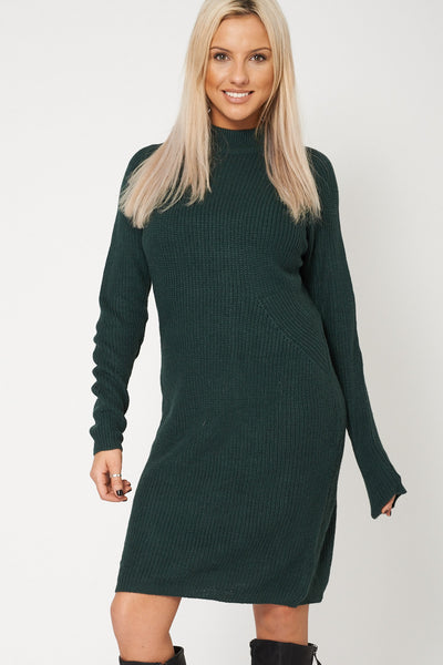 Knitted Long Green Jumper Dress