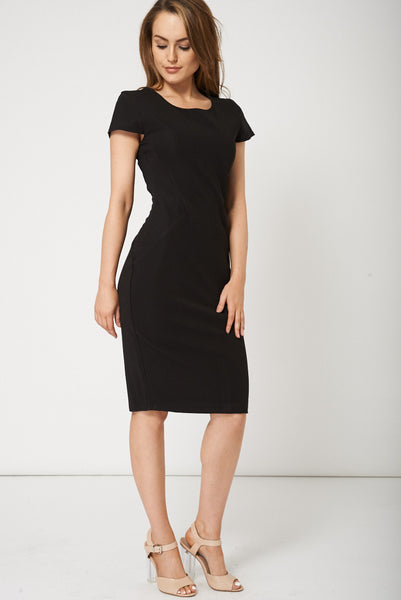 Smooth Fabric Midi Black Dress Ex-Branded Available In Plus Sizes