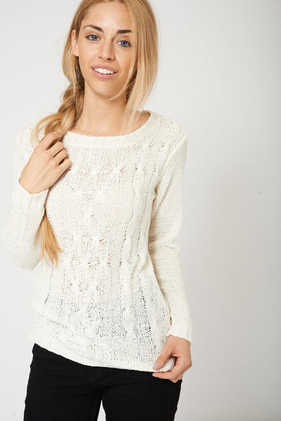 Lovely Cream Crochet Jumper Ex-Branded