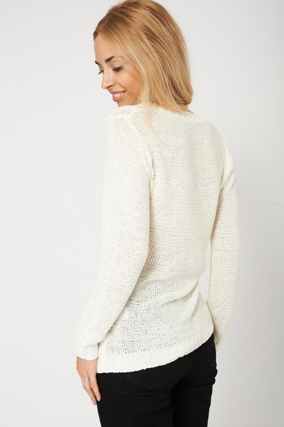 Lovely Cream Crochet Jumper Ex-Branded