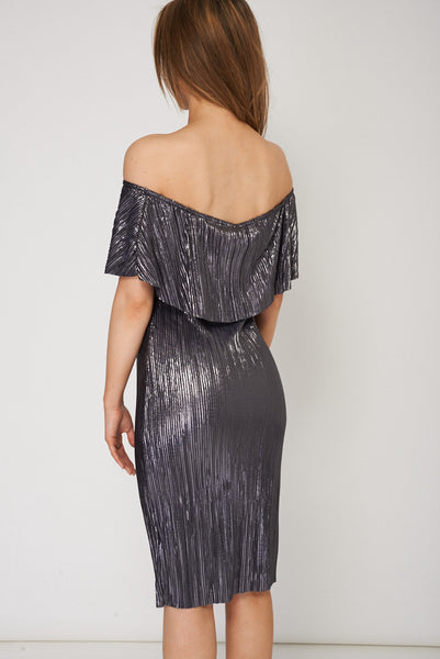 Silver Overlay Pleated Dress