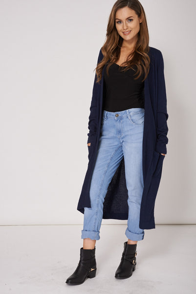 Navy Long Cardigan Ex-Branded