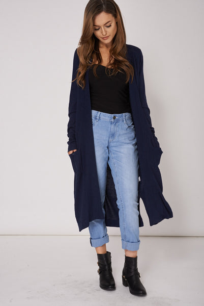 Navy Long Cardigan Ex-Branded