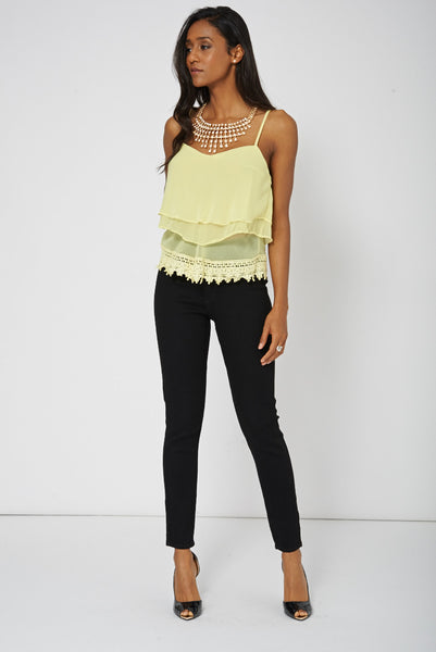 Yellow Crop Frill Camisole Top