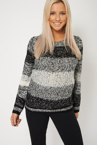 Waving Knit Round Neck Jumper