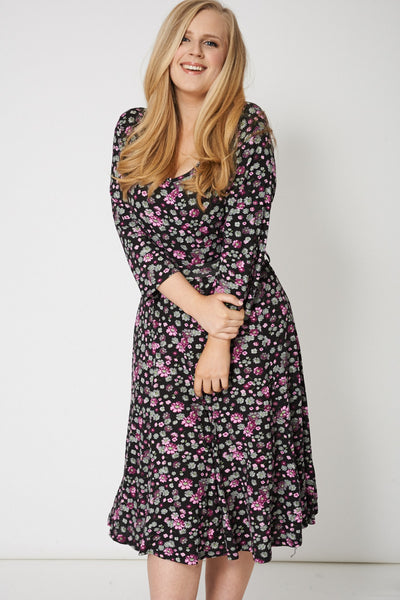 Belted Dress With Small Flowers Print