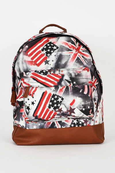 Flag Pattern Grey Canvas Backpack Design Bag