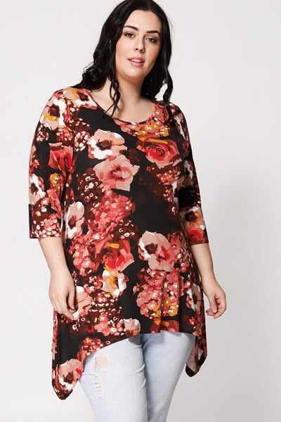 Floral Print Hanky Hem Top