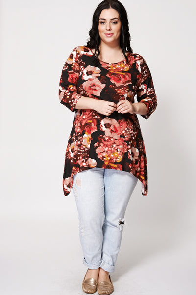 Floral Print Hanky Hem Top