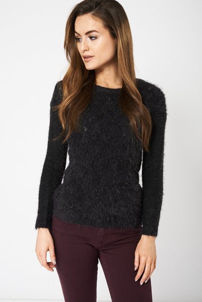 Dark Grey Fluffy Jumper Ex-Branded