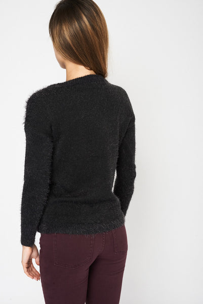 Dark Grey Fluffy Jumper Ex-Branded