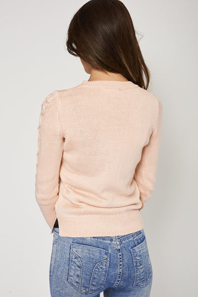 Sweater With Knitting Pattern In Pink