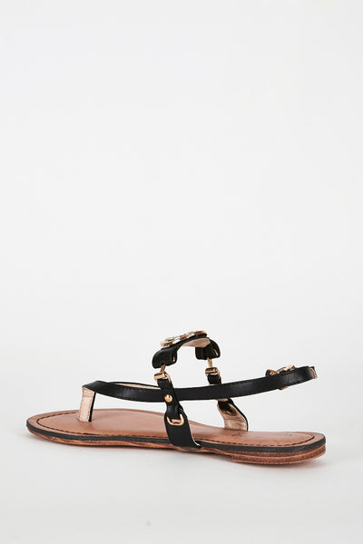 Black Thong Sandal With Buckle