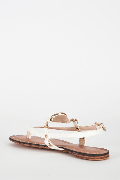 White Thong Sandal With Buckle