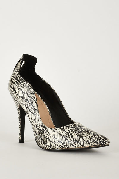 Pointed Toe Patterned Shoes With Cut Out Detail