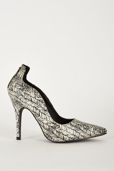Pointed Toe Patterned Shoes With Cut Out Detail