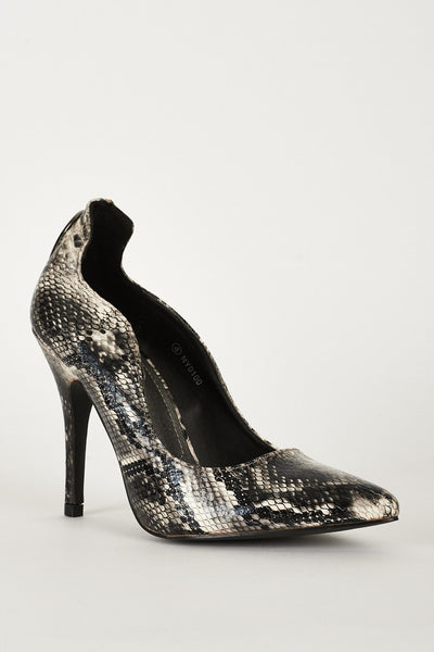 Faux Snake Skin Shoes With Cut Out Detail