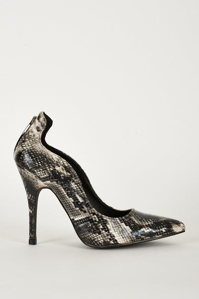 Faux Snake Skin Shoes With Cut Out Detail