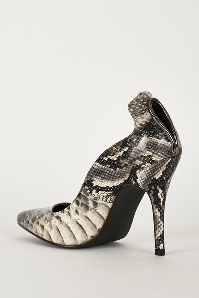 Faux Snake Skin Shoes With Cut Out Detail