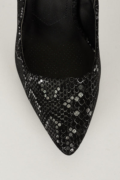 Cut Out Pointed Shoes With Silver Print