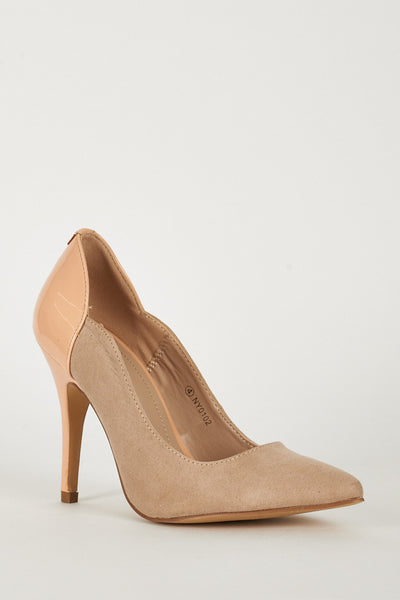 Contrast Pointed Toe Court Shoes With Metal Details