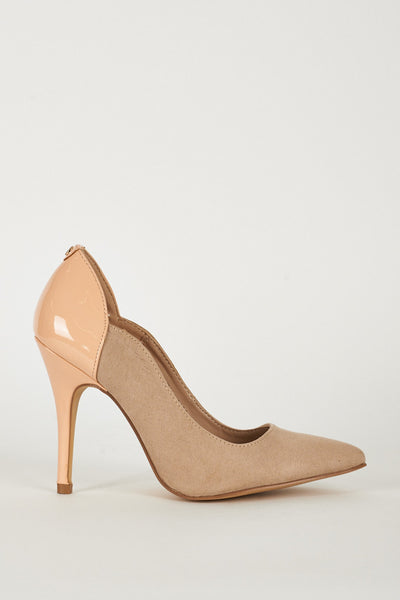 Contrast Pointed Toe Court Shoes With Metal Details