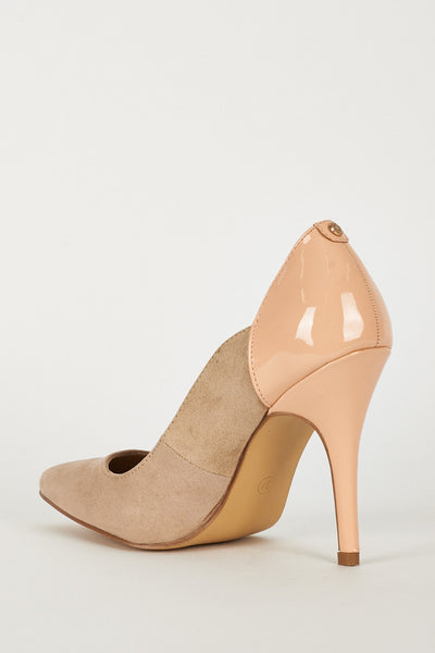 Contrast Pointed Toe Court Shoes With Metal Details