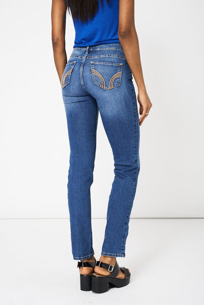 Mid Blue Straight Jeans Ex-Branded Available In Plus Sizes