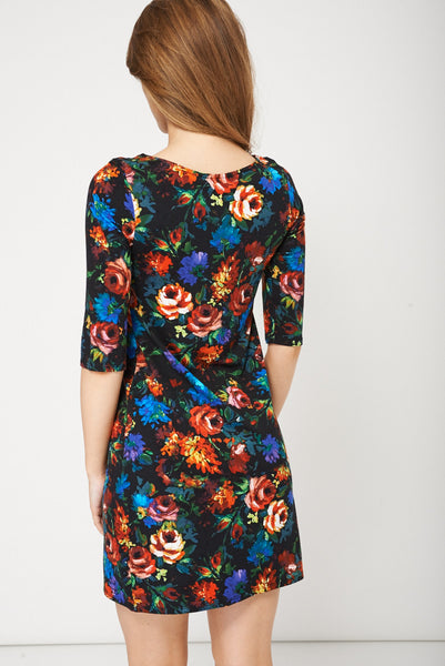 Multi-Coloured Floral Dress Available In Plus Sizes