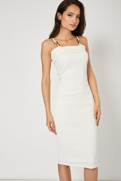 Cream Ribbed Midi Dress Ex-Branded