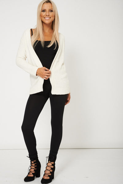 Ladies Classy Long Sleeve Soft Cream Open Cardigan