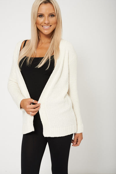 Ladies Classy Long Sleeve Soft Cream Open Cardigan