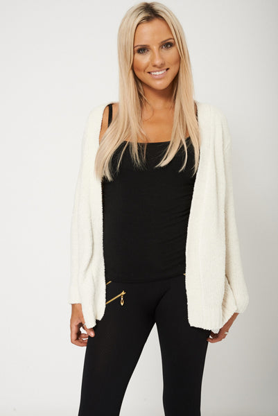 Ladies Classy Long Sleeve Soft Cream Open Cardigan