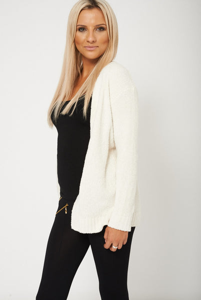 Ladies Classy Long Sleeve Soft Cream Open Cardigan